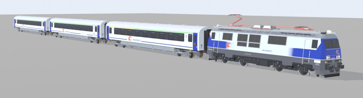 Skład PKP Intercity z modeli 3D z gry: EP09 i wagony